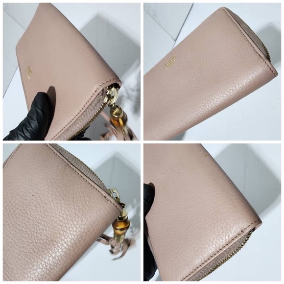 Authentic GUCCI Cellarius Calfskin Bamboo Tassel Zip Around Wallet Light Pink - Picture 6 of 11